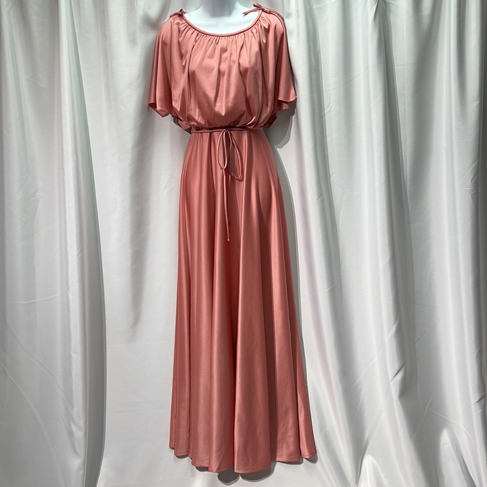 VINTAGE ILGWU 1970’s Dusty Rose Blouson Gown